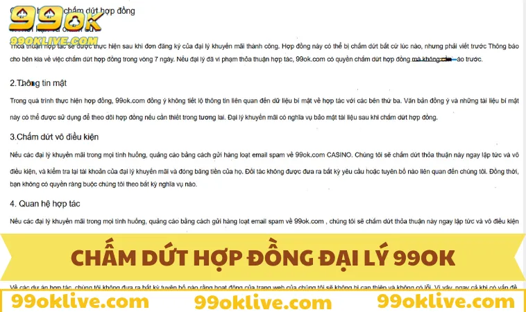 Đại Lý 99OK 179 Điều kiện chấm dứt hợp đồng đại lý 99OK